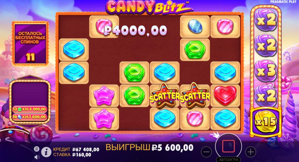 Геймплей в слоте CANDY Blitz